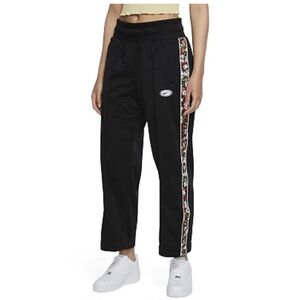 Nike Black Track Pants with Floral Side Stripe
